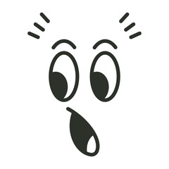 Cartoon surprised face emotion vector illustration isolated on a white background.