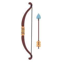 Viking bow and arrow vector cartoon illustration isolated on a white background.