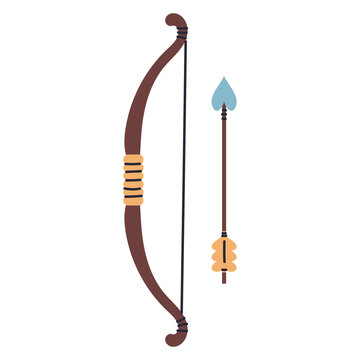 Viking bow and arrow vector cartoon illustration isolated on a white background.