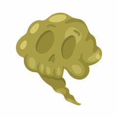 Green skull cloud vector cartoon illustration isolated on a white background.