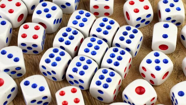 Many gambling dice cubes gamling at casino.
