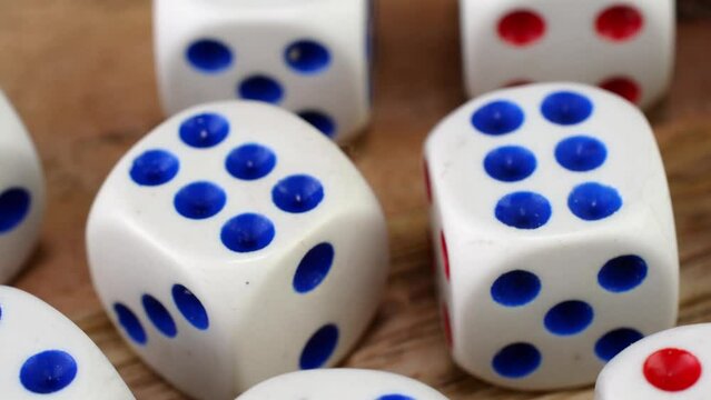 Many gambling dice cubes gamling at casino.