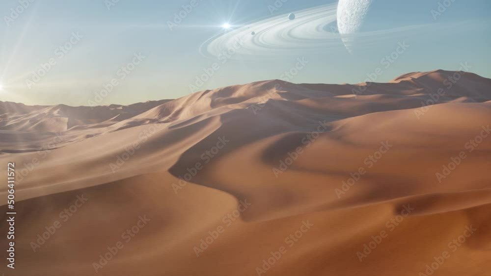 Wall mural planet and sand dunes in outer space
