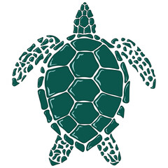 Abstract silhouette emerald green dark blue turtle vector illustration