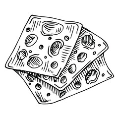 Cheese hand drawn vector illustration.