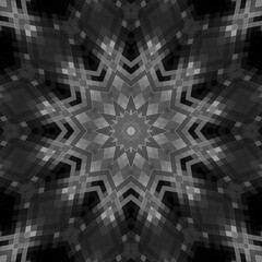 Seamless pixel kaleidoscope misaic tile pattern