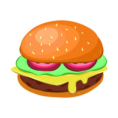 Vector color illustration of hamburger cheeseburger