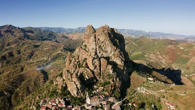 Ancient ghost city called Pentedattilo in the mountain of Calabria