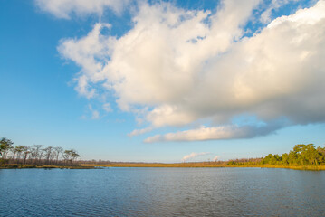 lake landscape, picturesque mountain lake in the summer morning, Beauty of nature concept background. lake and mountain on background in the morning time. natural landscape in Thailand.