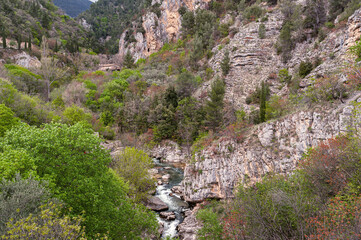 Fototapeta na wymiar Gorges of San Venanzio and Hermitage on the Aterno river, Abruzzo.