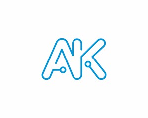 Abstract Letters AK Logo Design Template 001