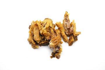 Close Up Crispy Fried Pork Knuckle On White Background.