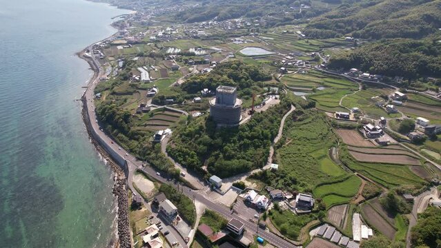 淡路島にあった世界平和大観音像の解体工事をドローンで撮影