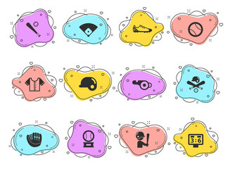 baseball glyph vector icons on color bubble shapes isolated on white background. baseball icon set for web design, mobile apps and ui design
