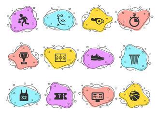 basketball glyph vector icons on color bubble shapes isolated on white background. basketball icon set for web design, mobile apps and ui design