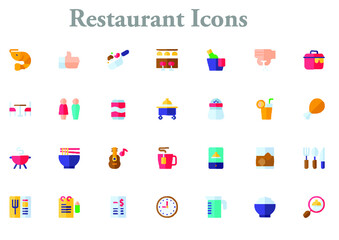 illustration of restaurant icons best graphics design in vector art