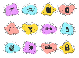 sport glyph vector icons on color bubble shapes isolated on white background. sport icon set for web design, mobile apps and ui design