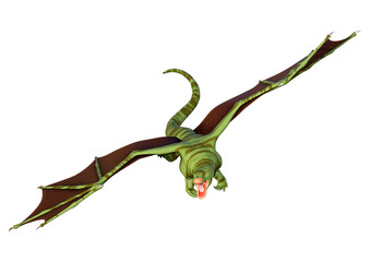 3D Rendering Fairy Tale Dragon on White