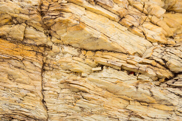 Closeup of a brown fractured rock