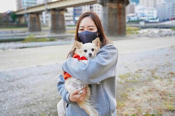 20s woman with lovely pet   