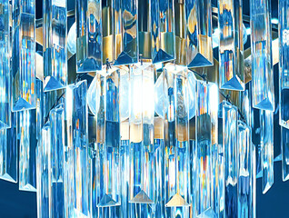 Crystal glass chandelier as abstract background, home decor lighting detail and luxury interior...