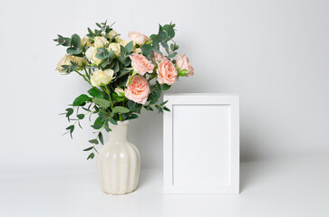 White blank frame mockup for artwork, photo or print presentation.