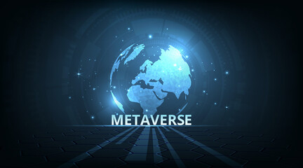 Metaverse technology concept design.Circle technology background. virtual reality, augmented reality and blockchain technology.
