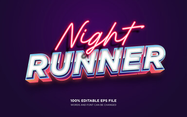 Night Runner editable text style effect	
