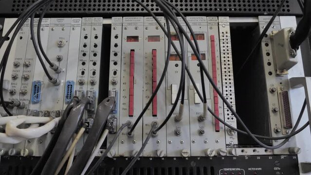 Electrical Box Contains Many Relays, Wires And Switches. Manufacture
