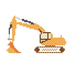 Fototapeta premium Pixel art backhoe on white background. vector illustration.