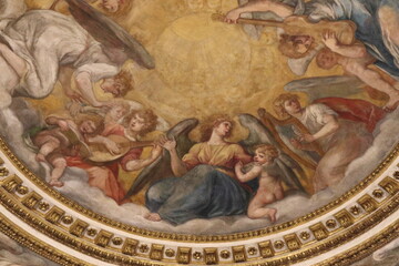 Ceiling Fresco Depicting Angels Playing Musical Instruments at the Santa Maria Maggiore Basilica in...