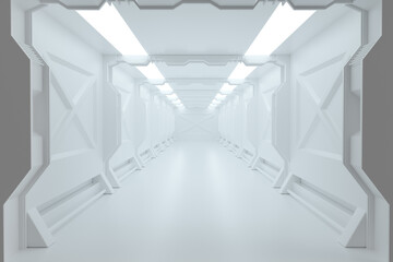 3d rendering sci-fi tunnel and hallway