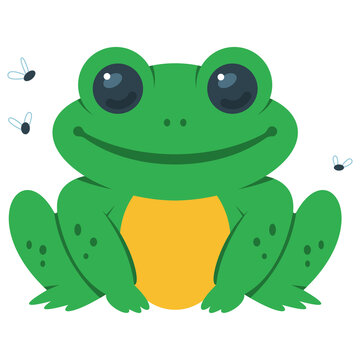 Cartoon frog vector illustration isolated on a white background.