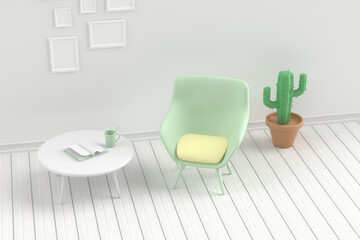 3d rendering indoor room space