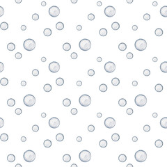 Watercolor seamless pattern. Bubbles baby print. Hand painted illustration on white background. For wallpapers, postcards, wrappers, greeting cards, textile, invitations