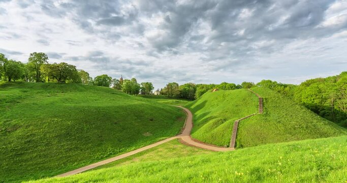 Green Kernave Archaeological site, a medieval capital of the Grand Duchy of Lithuania, tourist attraction and UNESCO World Heritage Site