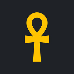 Ankh symbol, ancient egyptian amulet, yellow icon color