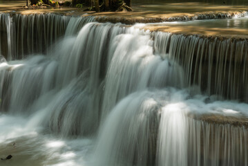 Huai Mae Khamin waterfall at Kanchanaburi , Thailand , beautiful waterfall
