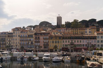 Fototapeta na wymiar View of the harbour of Cannes, France during the day