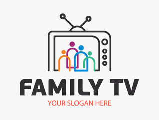 Cute Family Media Channel Logo Template. Digital TV logotype Template. Media company logo or film production studio or audio-visual studio or on-line media. TV company. Creative media television.