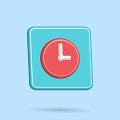 3D Clock icon vector image for showing time with red and blue background 