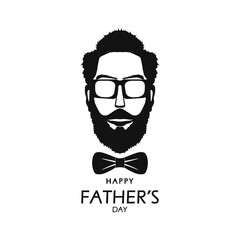 Icon of father in glasses with a bow tie on a white background. Father's Day.