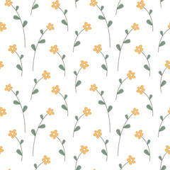 Vector seamless pattern with simple yellow tender flowers.