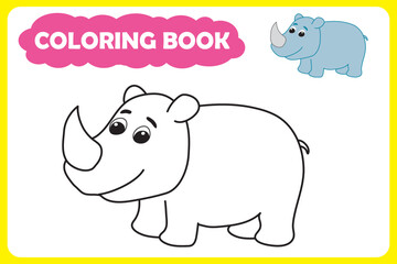 black and white image of an African animal and color example. coloring book for children. vector illustration