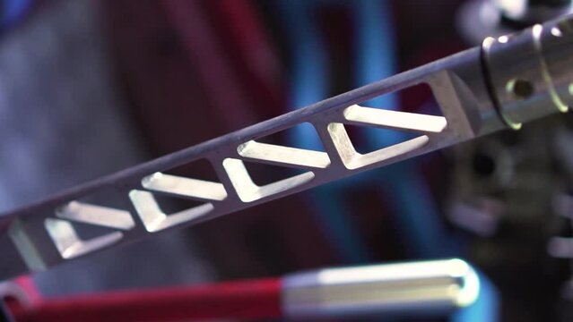 Gear shift chrome plated lever in racing car