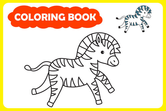 black and white image of an African animal and color example. coloring book for children. vector illustration