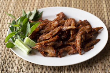 fried chicken wings in white plate,Include Clipping Path.