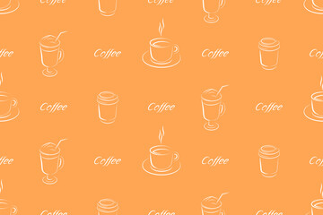 Seamless pattern on the theme of coffee.