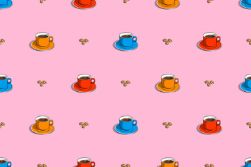 Seamless pattern on the theme of coffee.