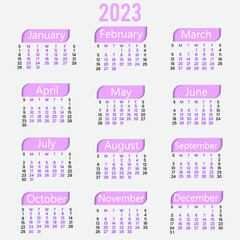 Yearly Calendar 2023 Template Design